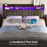 Headboard for King Bed with Storage, 60,000 DIY Color of LED Light, Head Board with USB & Type C Port