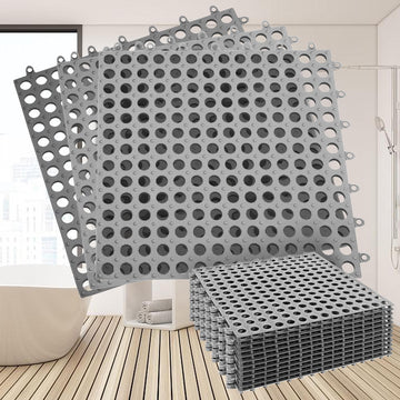 12Pack 12" x 12", Interlocking Rubber Floor Tiles Soft PVC Non-Slip Tile Splicing Shower Mat Outdoor Cushion Mat