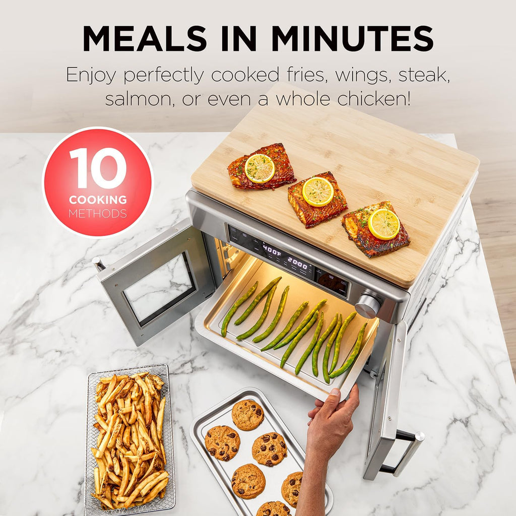 Dual Zone Air Fryer French Door Oven - 32 Quatity Convection Toaster Combo, 10-in-1 Multifunction Up to 450° - 1800W