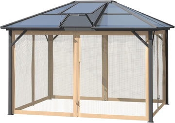 10' x 12' Hardtop Gazebo Canopy with Polycarbonate Roof, Aluminum Frame