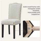 Dining Chairs Set of 2 Modern Kitchen Chairs with Fabric Upholstered Seat and Solid Wood Legs for Home Kitchen, Beige