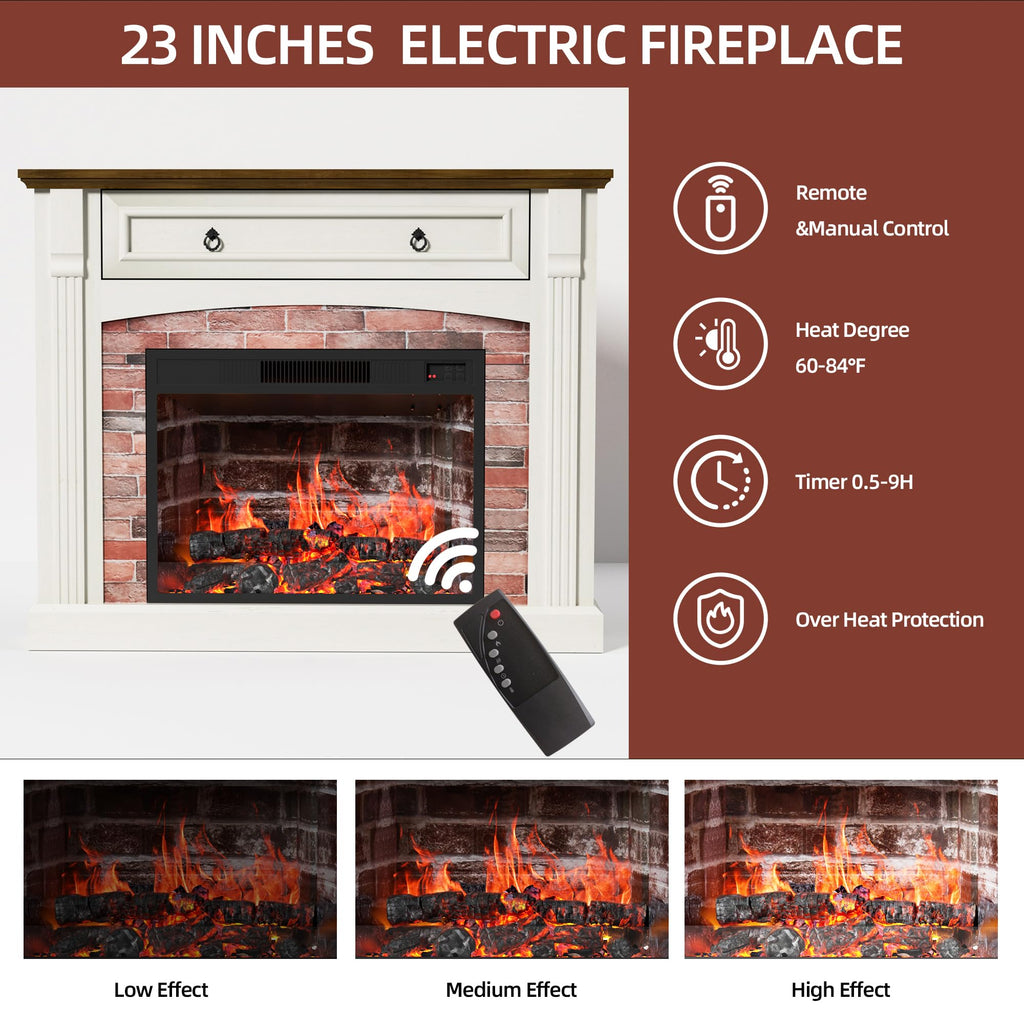 Corner TV Stand with Remote Control Electric Fireplace