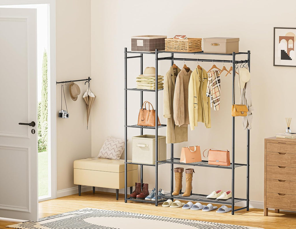 Wardrobe Closet,Portable Clothes Rack with 4 Tiers Shelves,Freestanding Closet Organizers and Storage System with