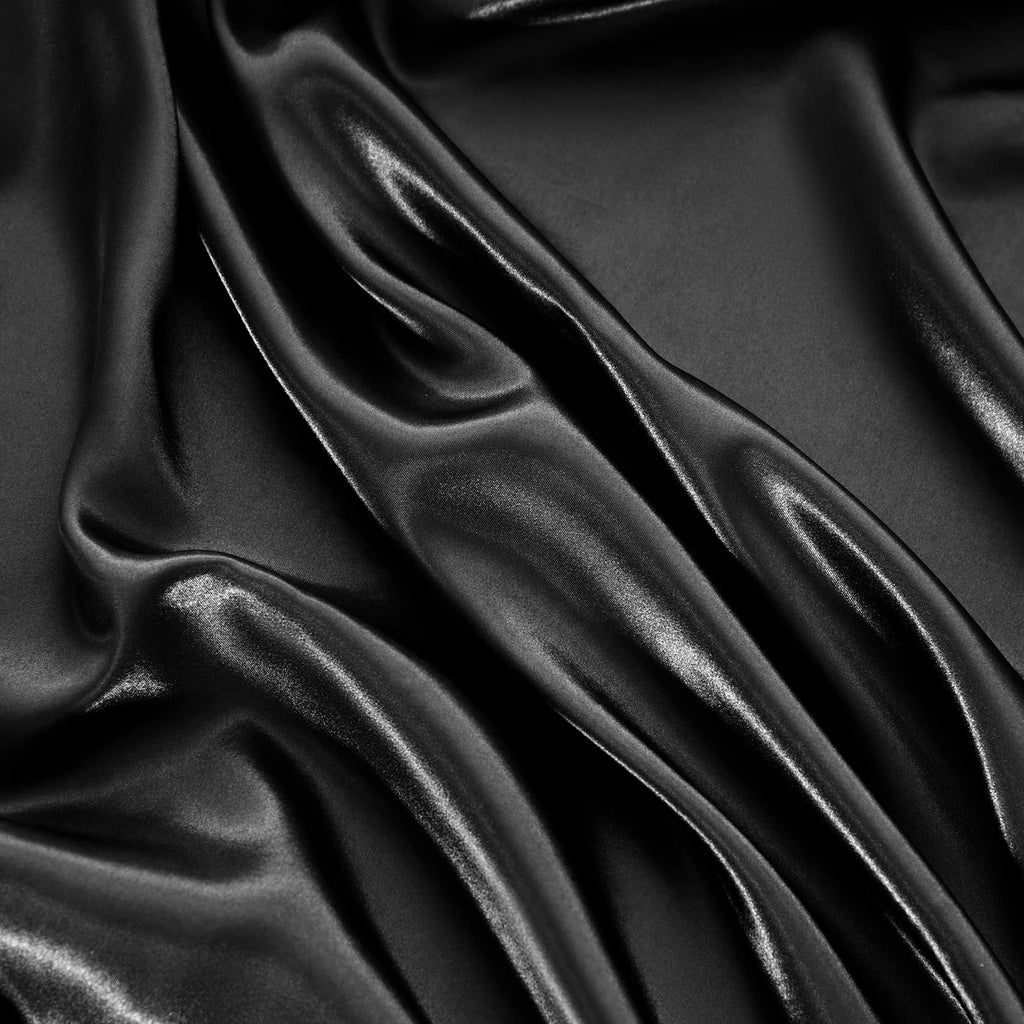 Satin Fitted Sheet Only Full, Silky Bottom Sheets, Black
