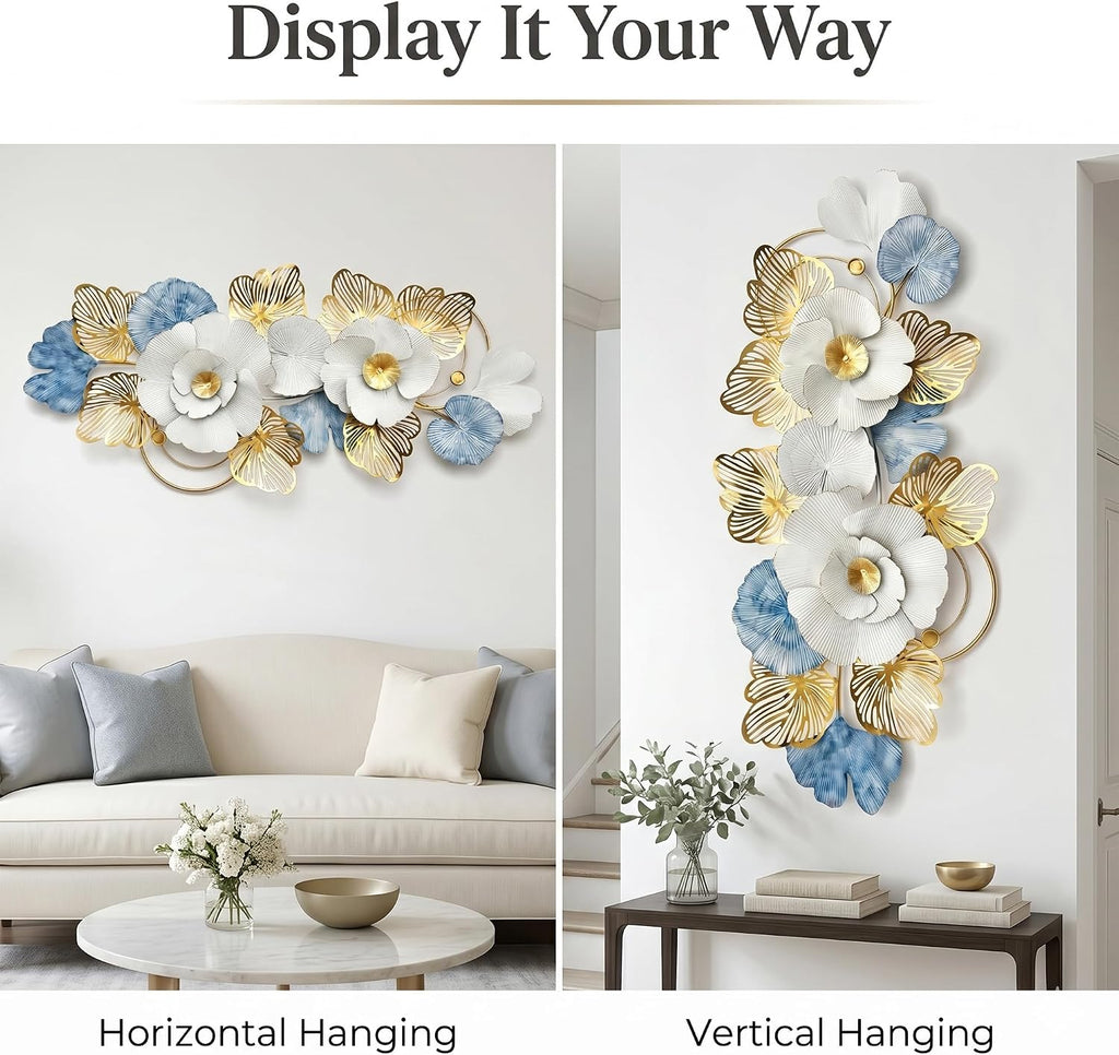 Large 3D Metal Wall Decor,Flower Wall Art