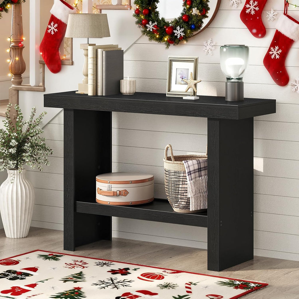 Console Table, 39.4'' Black Rectangular Entryway Table, Modern Console Table with Storage, Sofa Tables , Foyer