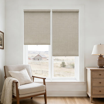 100% Blackout Roller Shades Cordless Blinds for Windows Free-Stop Thermal Insulated Black Out Linen Roller Shades