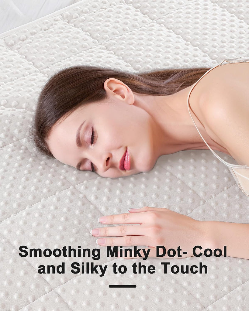 Minky Dot Weighted Blanket Queen Size 60"x80" 15lbs(Cream White) + Adult Weighted Blanket Queen Size 60"x80"