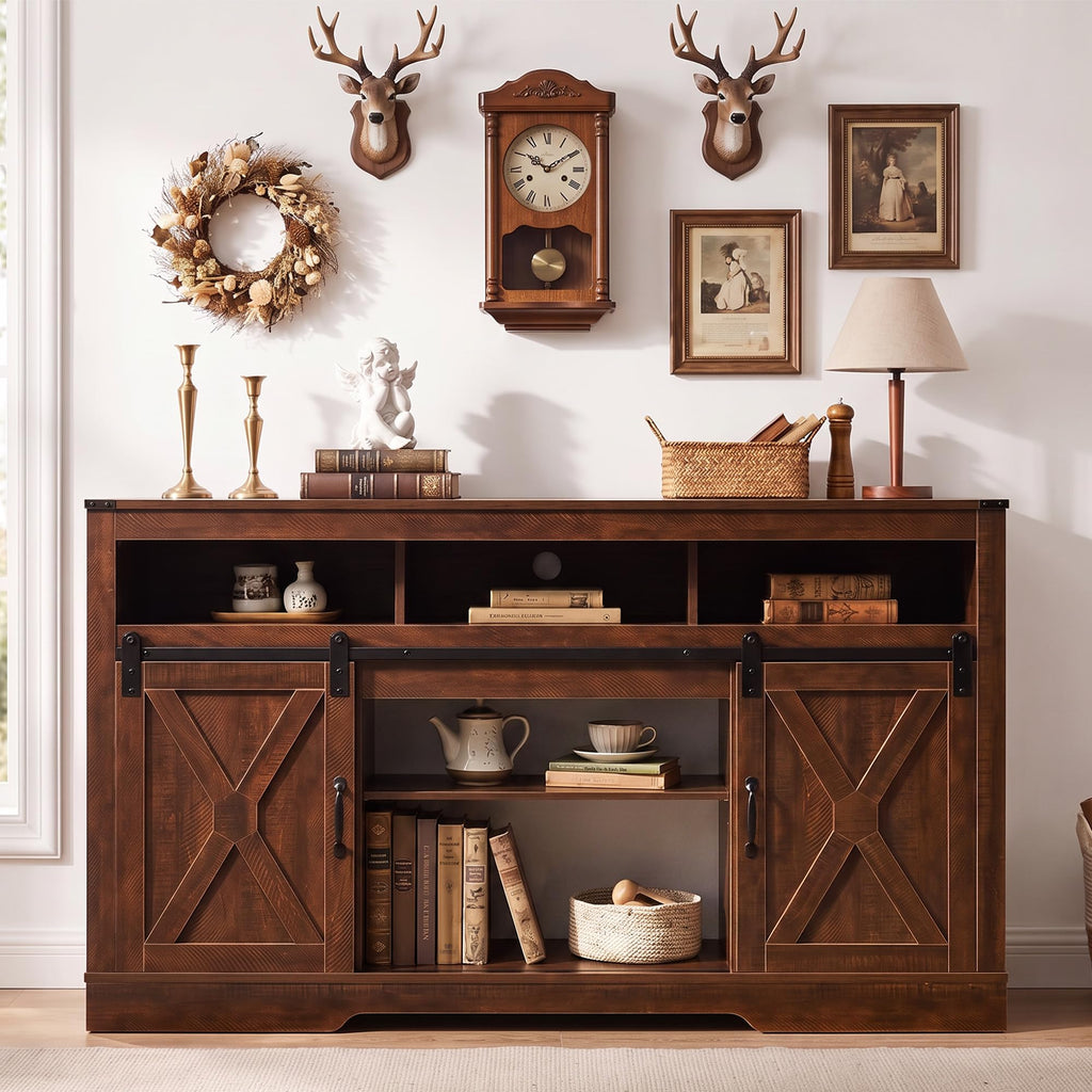 Farmhouse 34" Tall TV Stand for 65+ Inch TV