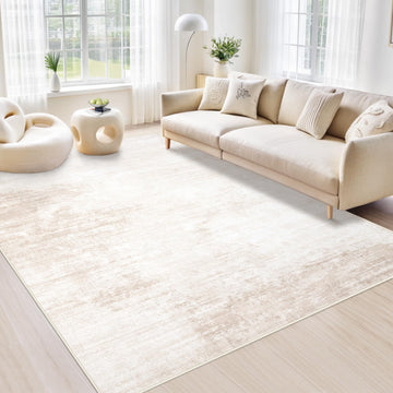 Area Rugs Living Room: Washable Rug Modern Abstract Large Rug Soft Non Slip Neutral Rugs Stain Resistant Indoor