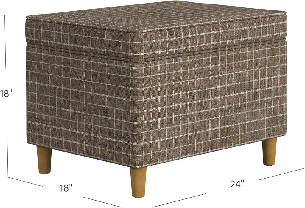 24" Dinah Collection Storage Ottoman - Brown Windowpane Fabric