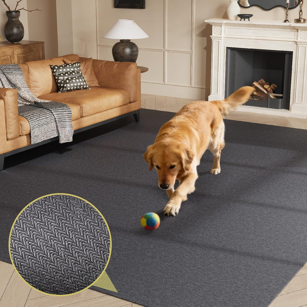 Rug Pad 5x7 Non Slip for Hardwood Floors, 1/8" Extra Thick Waterproof Felt Carpet Pad, Low Profile Underlay for Area