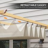 10' x 10' Retractable Pergola Canopy, Wood Grain Aluminum Pergola, Outdoor Sun Shade Shelter for Grill, Garden, Patio