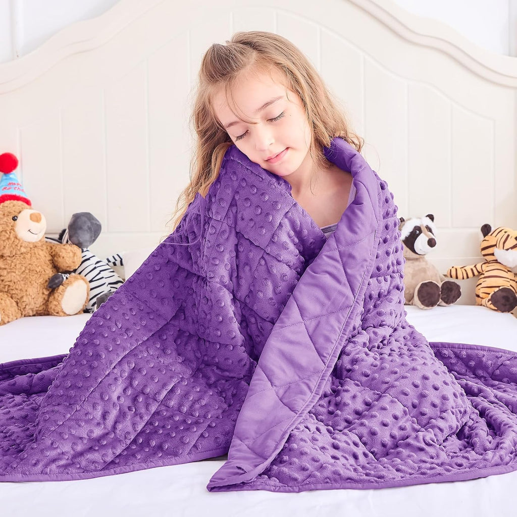 Purple Weighted Blanket 10lbs, 40"x60", Twin Size Breathable Cooling Minky Heavy Throw Blanket for 80-120lbs, Soft