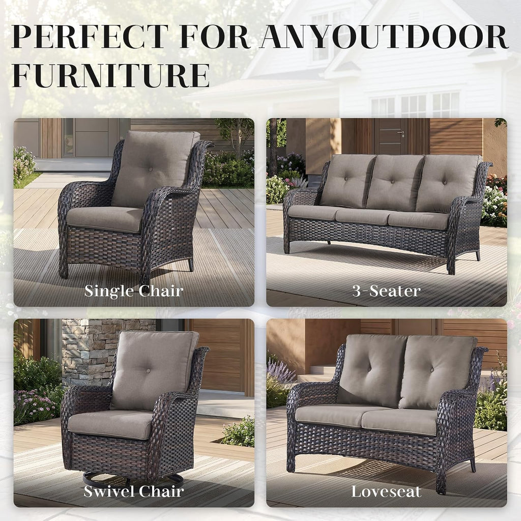 Wicker Rocking Chair Swivel Chairs - 2 Piece Rocker Patio Chairs Set Rattan Rocking Chair for Outdoor Porch Deck