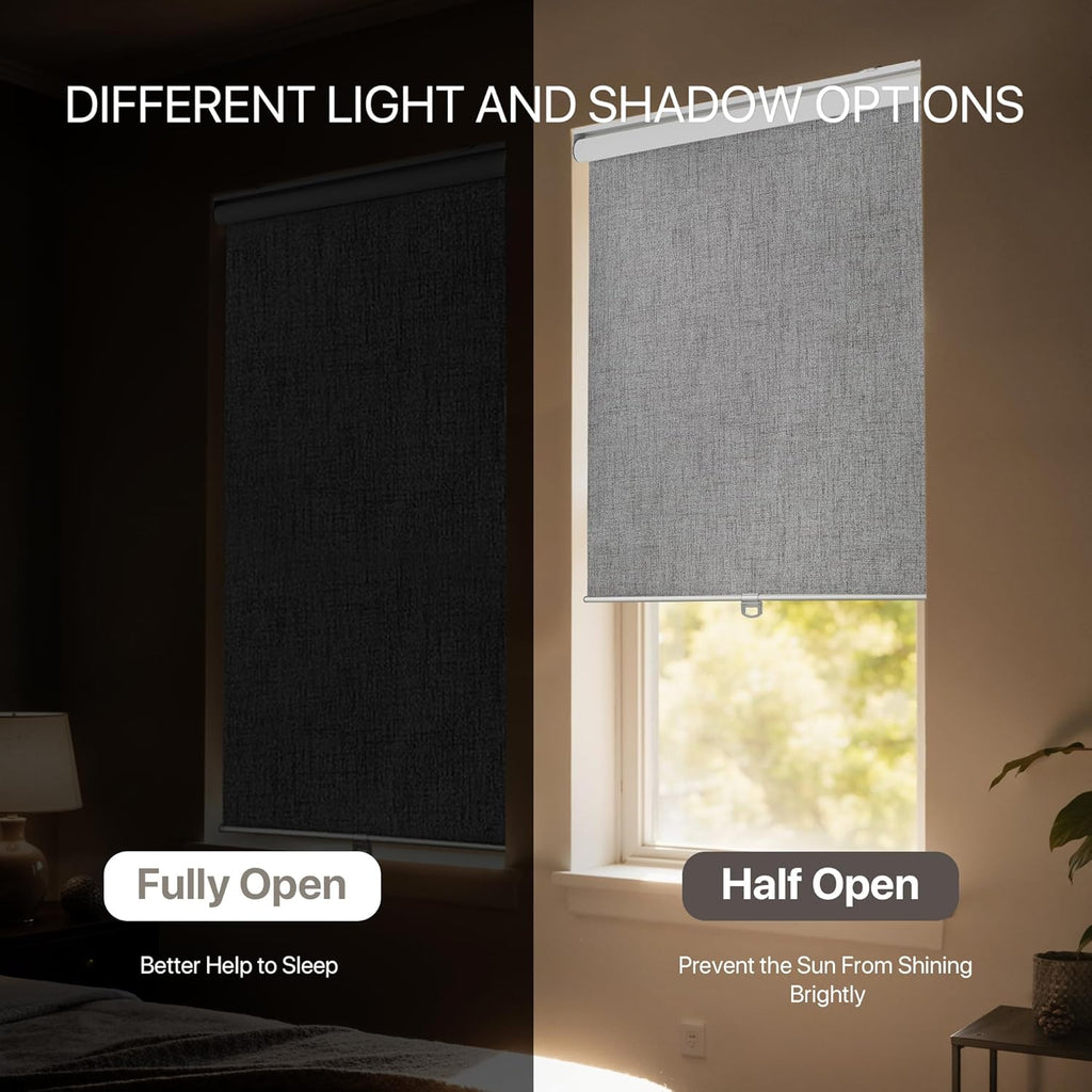 Cordless Blackout Roller Shades, 24" W X 72" H, Grey