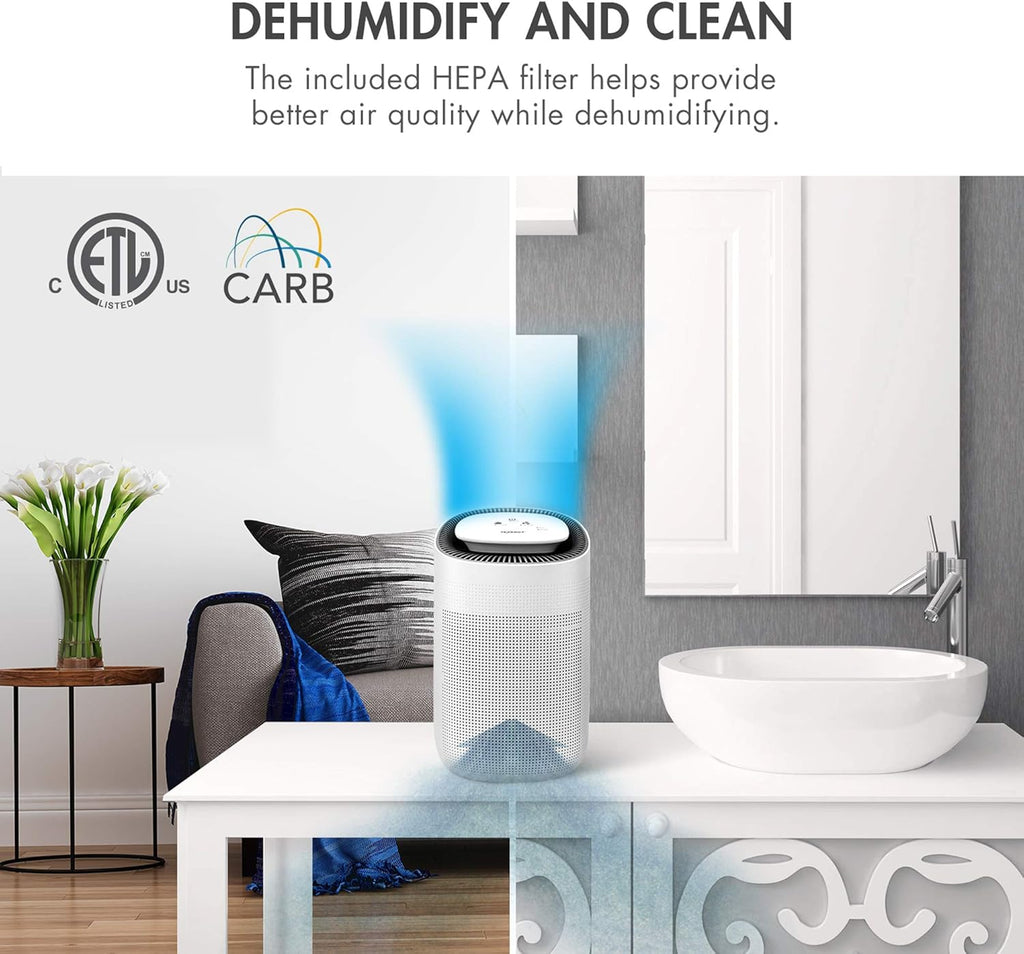 Sorbi 1000ml Air Dehumidifier w/Purifying Function, True HEPA Filter, Auto Shutoff, Touch Control Adjustable Air Speed