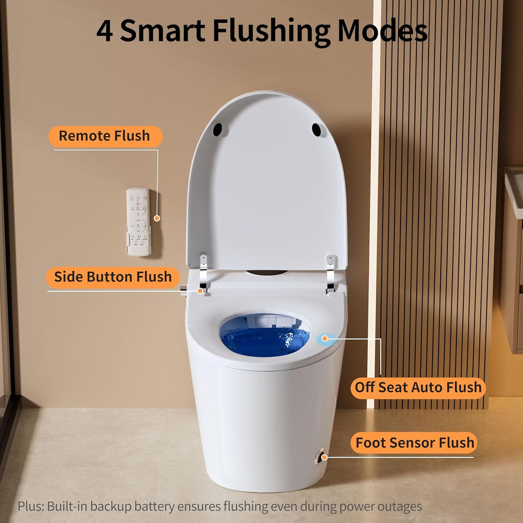 Smart Toilet with Built-in Bidet, Bidet Toilet with Heated Seat, Multiple Cleaning Modes