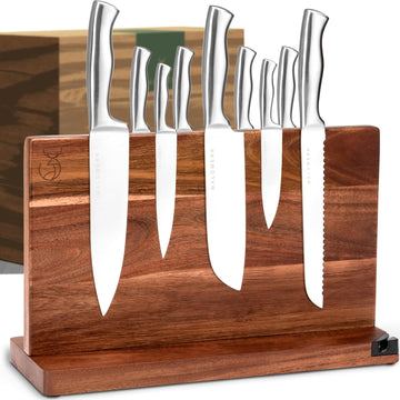 Extra Large Magnetic Knife Holder (16") - Acacia Wood Knife Block Without Knives - Knife Holder - Magnetic Knife