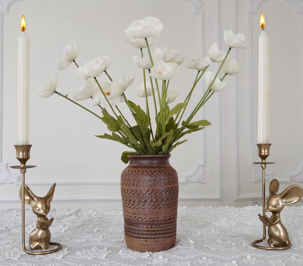 Mouse Reading Taper Candle Holders, Creative Animal Candlestick Holders, Centerpiece Table Decorative Candlelight