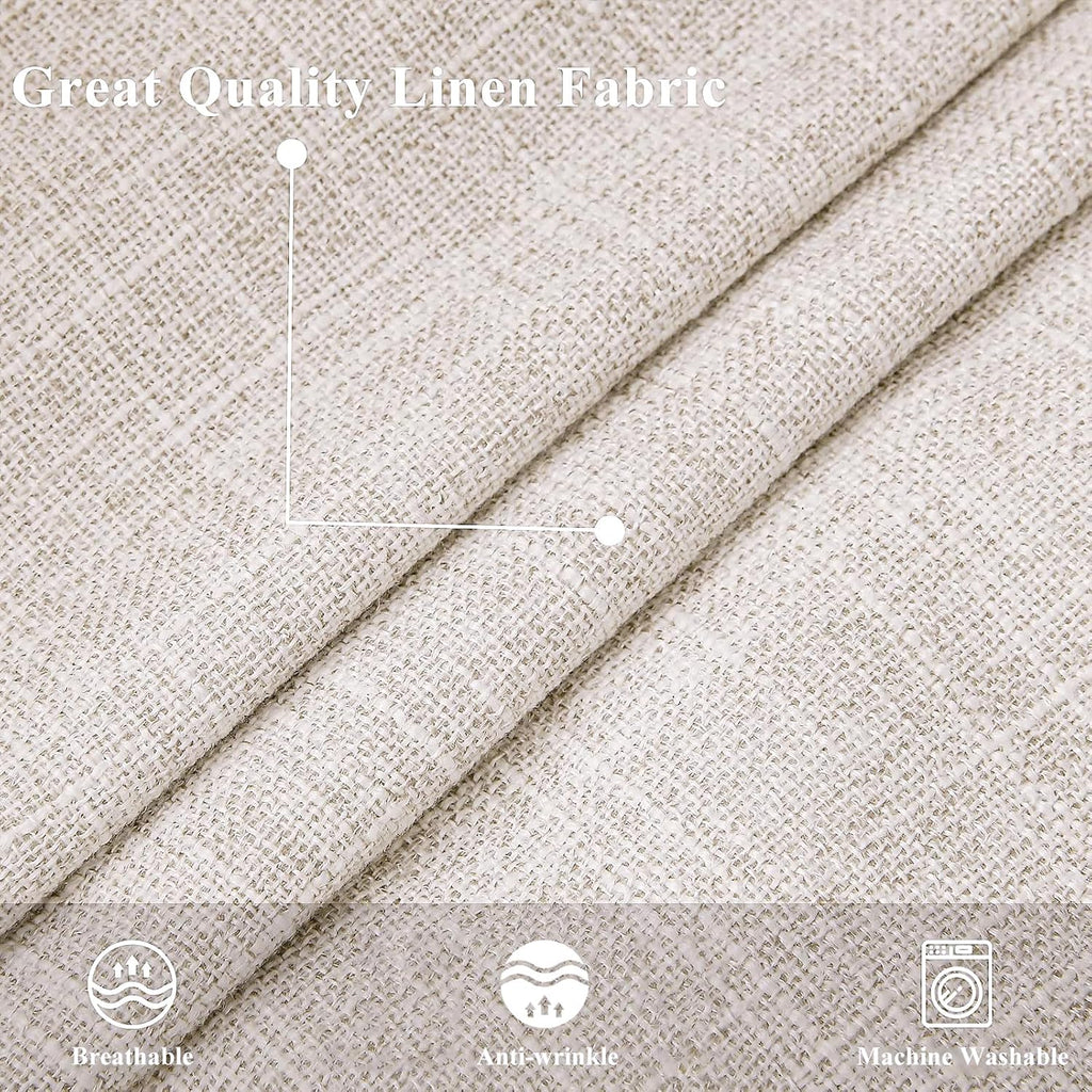 Summer Decorative Throw Pillow Covers 18x18 Set of 2 Square Faux Linen Outdoor Neutral Farmhouse Pillow Covers with