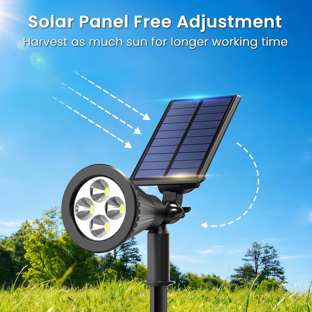 6 Pack Solar Lights Outdoor Waterproof,Warm White Light,2 Lighting Modes,Solar Powered Spotlights for Yard Garden