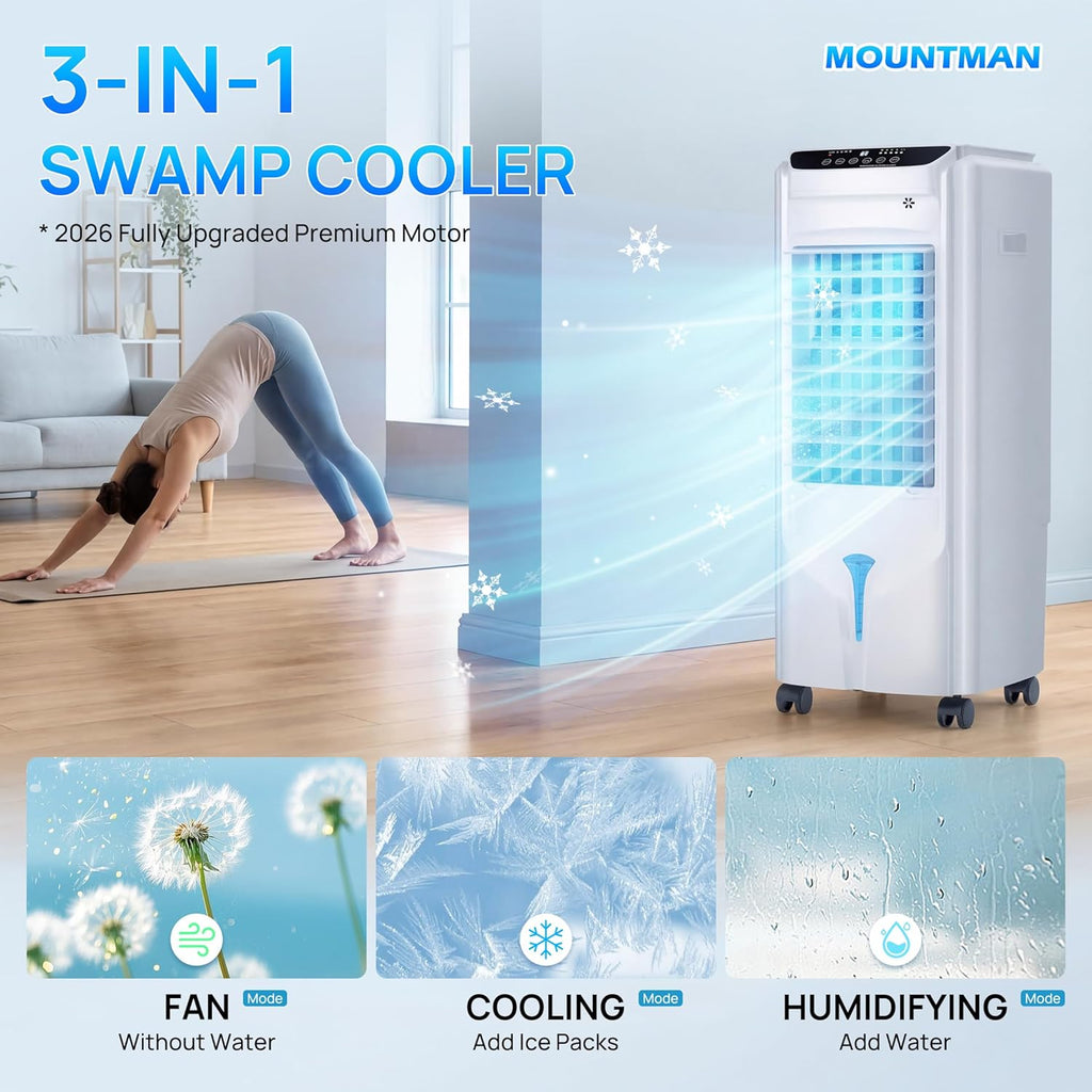 Swamp Cooler, 1800 CFM Windowless Portable Air Conditioner with 4.2 Gal Water Tank,120° Swing, 12H Timer, 3 Modes