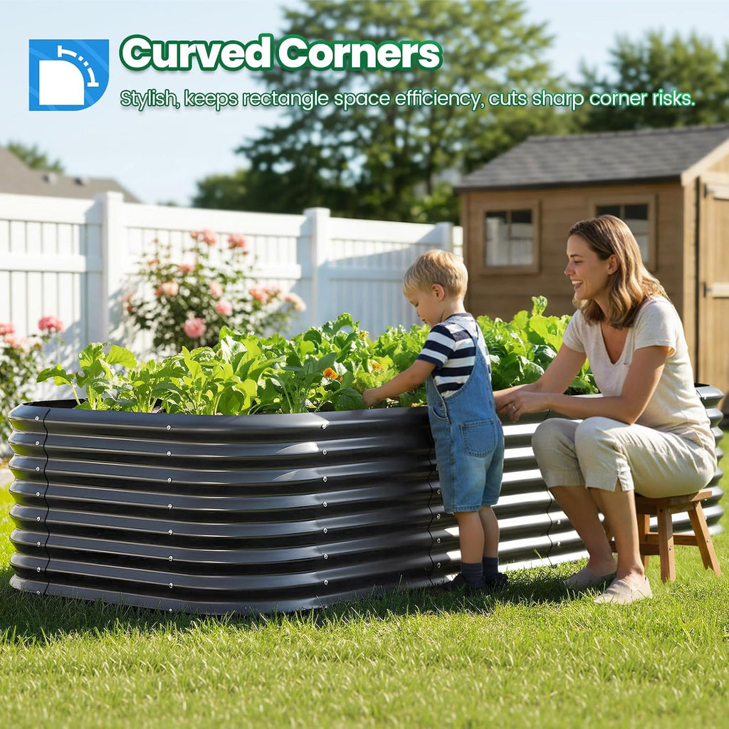 Galvanized Oval Raised Garden Bed Kit, 8x4x2 ft