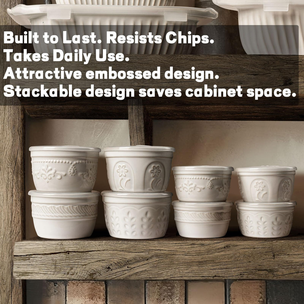 With Lids, Creme Brulee Oven Safe, Ceramic Pudding Cups, Souffle Cups, Custard Cups, Dipping Sauce Cups, Food Storage