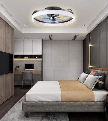 Ceiling Fans with Lights and Remote, 20" Modern Low Profile Ceiling Fan with Light, Stepless Color Temperature Change and 6 Speeds for Bedroom, Kids Room and Living Room (Black)