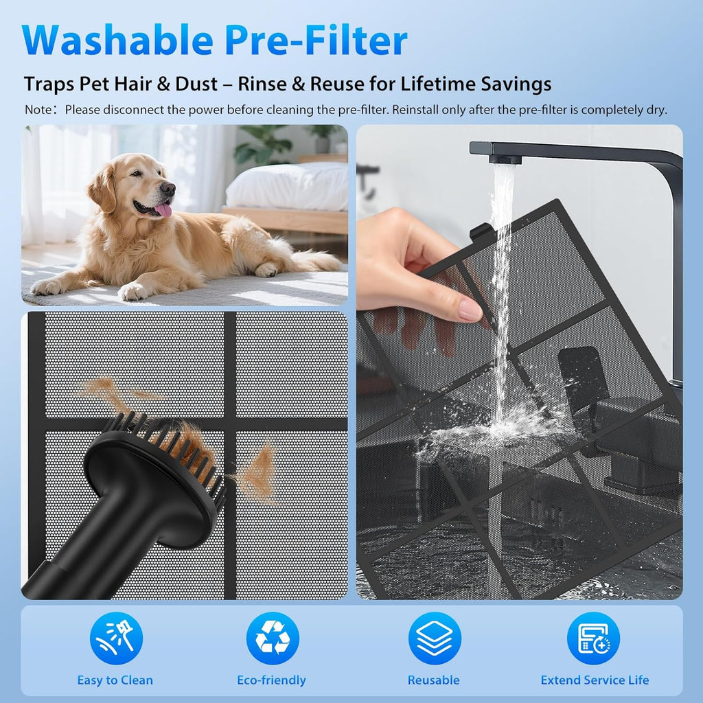Air Purifiers for Home Large Room Up to 2600 Ft², HEPA Air Purifier with Washable Filter & Air Quali