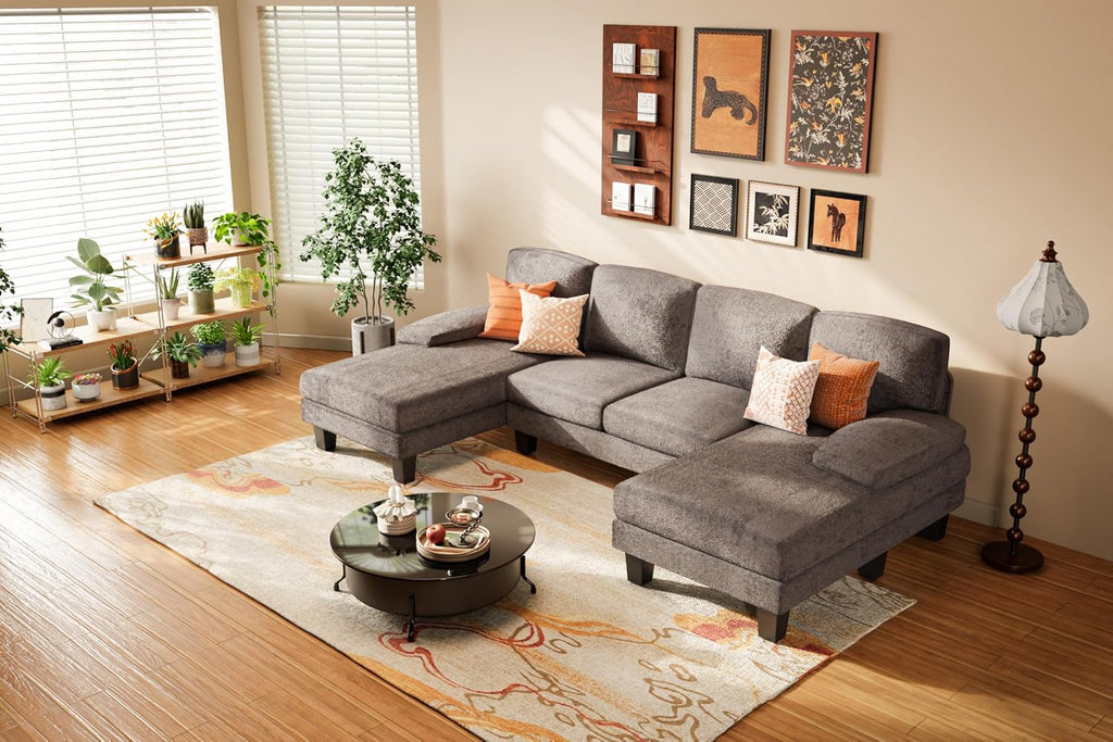 Sectional Couch , Modern Cloud Couch with Deep Seat and Chaise, U-Shaped Sofa Couches with Padded Armrest for Small