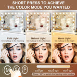 24.4"x21.2" Vanity Mirror with Lights, Lighted Makeup Mirror with 3 Dimmable Color Modes,17 LED Hollywood Mirror with