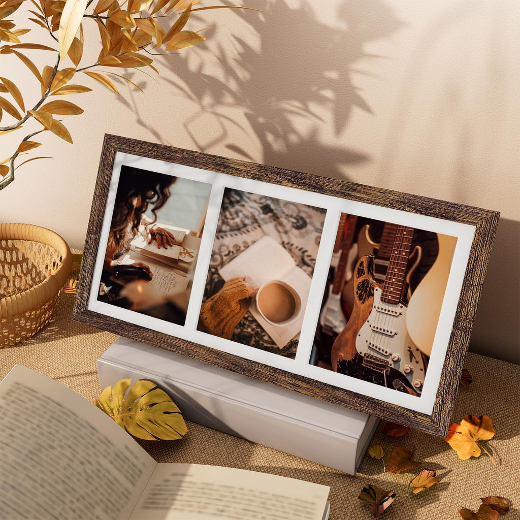 8x16 Collage Picture Frame for Wall Mounting, Rustic Brown