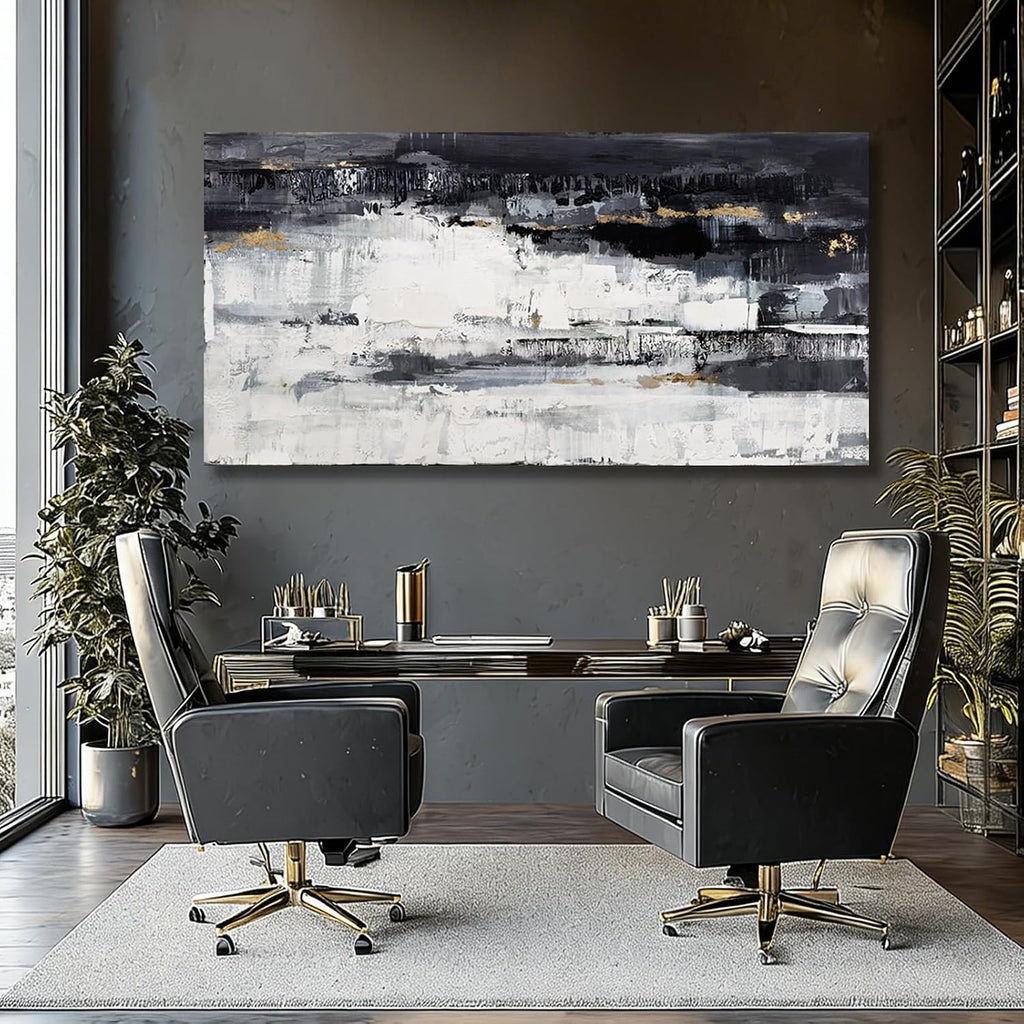 Large Abstract Wall Art, Black and White Wall Decor, Modern Printed Canvas Artwork for Walls, Living Room, Bedroom