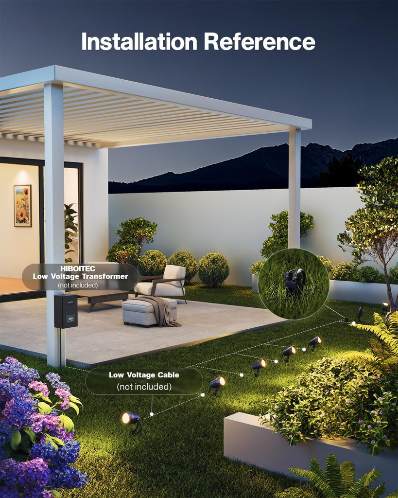 12W 2900K COB LED Low Voltage Landscape Spotlights, 36° True Spot Light Beam, ETL Listed, Outdoor Waterproof Wired
