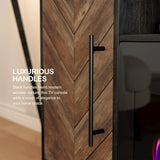 68 Inch Fireplace TV Stand for TVs up to 75 Inches, Entertainment Center with 36 Inch Electric Fireplace Heater and Storage Cabinets, Black Ebony