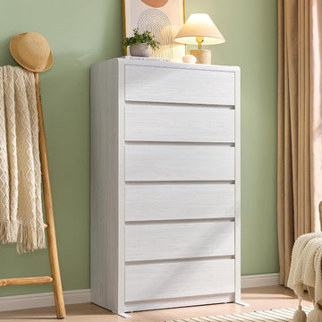 White Dresser , 55.6" Tall Dresser for Closet, Modern Dresser with 6 Drawers, Chest of Drawers Bedroom Furniture