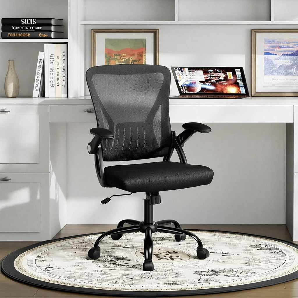 Ergonomic Swivel Desk Chair Breathable Backrest & Lumbar Support Adjustable Height Sponge Seat Rolling Wheels