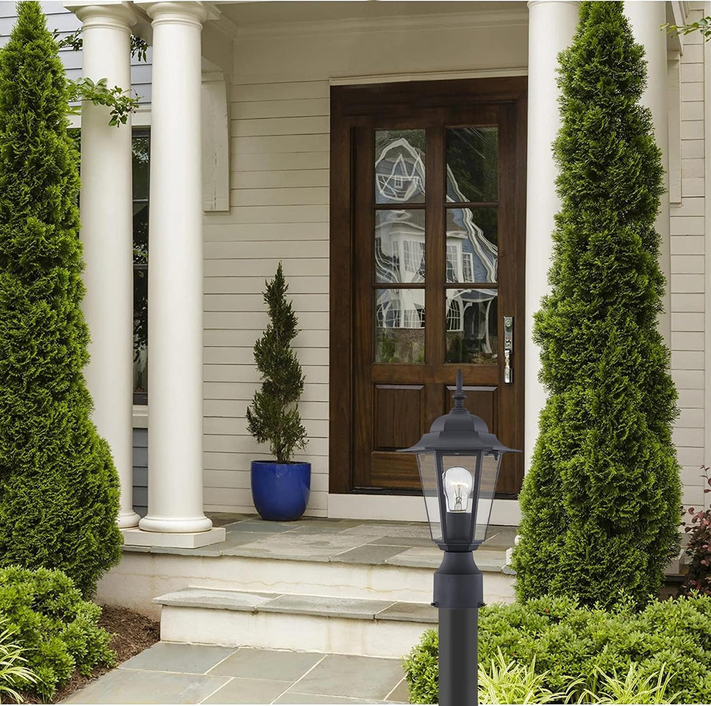 Outdoor Post Light, Pole Lantern, E26 Base 60W Max, Aluminum Housing Plus Glass, Wet Location Rated, ETL Qualified