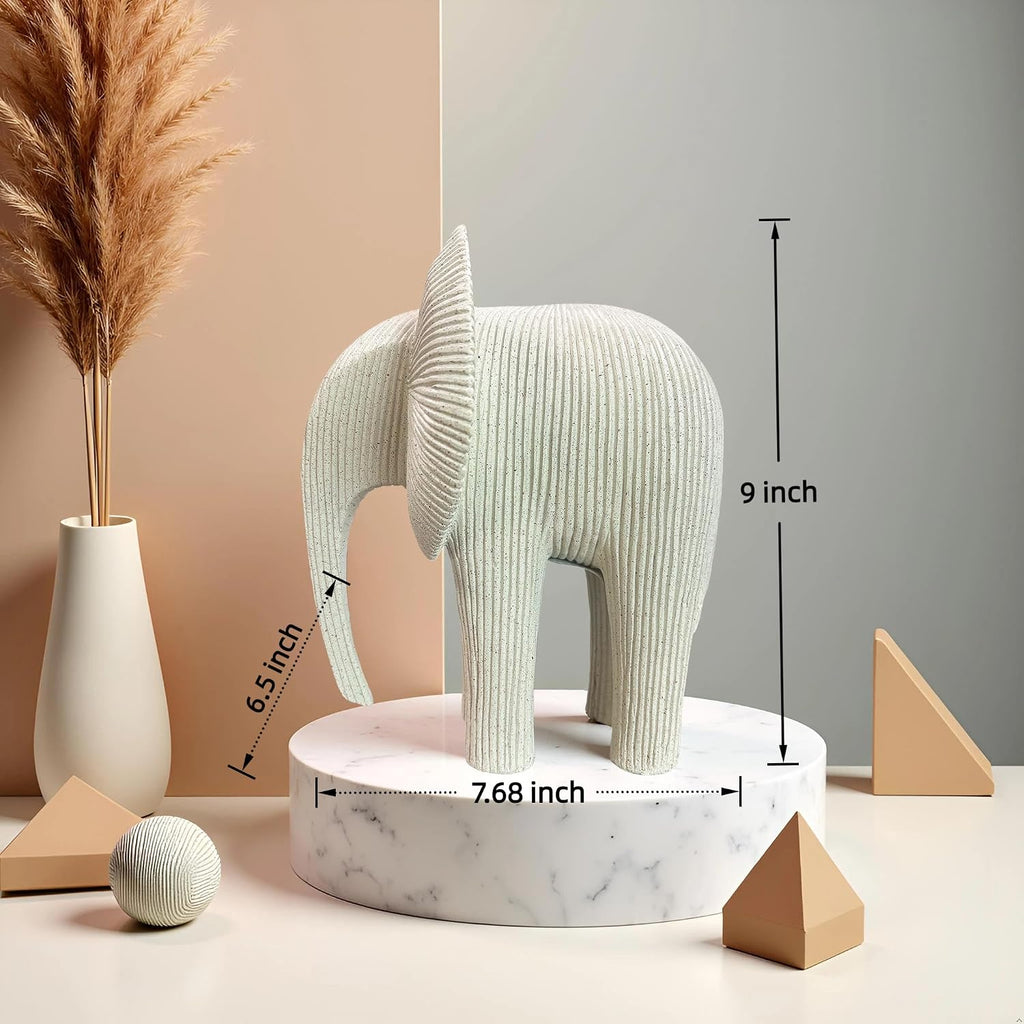Abstract Elephant Sculpture, Modern Minimalist Elephant Figurine, Resin Animal Statue Decor, Neutral Tone Elephant