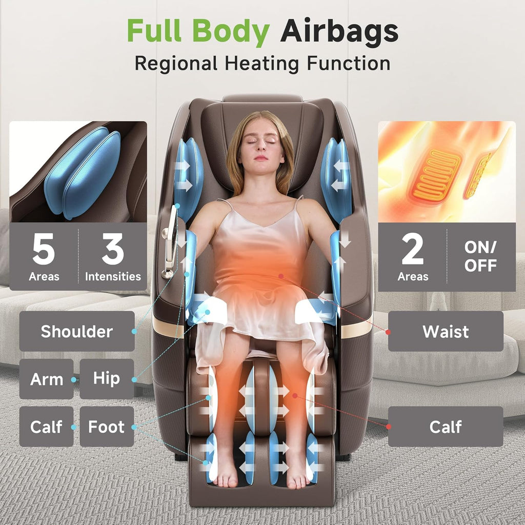 Full Body Shiatsu Massage Chair Relaxation | Zero Gravity Recline, Pre-Assembled, 6 Auto Modes, Foot Massage, Waist &