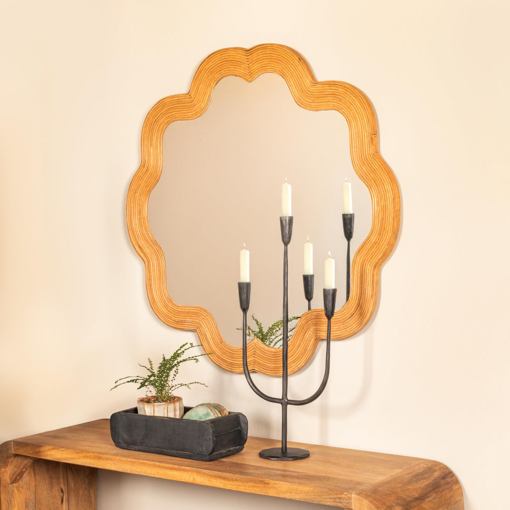Tall Artisanal Metal Candelabra, Black