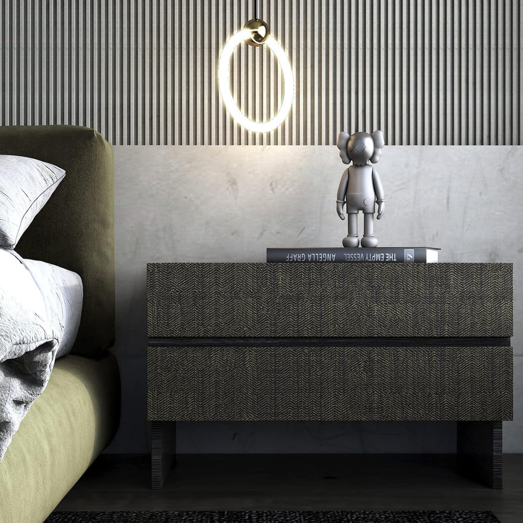 24"x394" Black and Gold Grasscloth Peel and Stick Wallpaper Textured Black Contact Paper for Cabinets Removable Linen