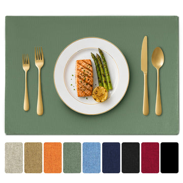 Sage Green Fabric Placemats Set of 4 Washable Linen Place Mats