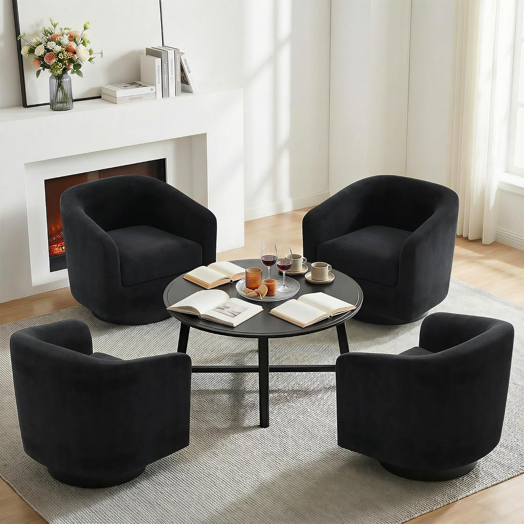 Swivel Barrel Accent Chair, Modern Round Chenille Fabric Arm Chair , Comfy Club Reading Chairs for Adults(Velvet