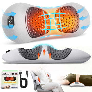 Lumbar Support Pillow, Triple Fusion Massager for Sciatica LightGray