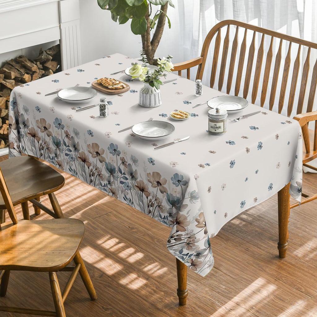 Watercolor Flowers Tablecloth 60x84 Inch Rectangular