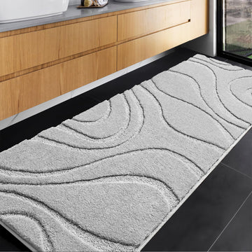 Bathroom Rugs Runner 24x60 Long Non-Slip Bath Mats Floor Shower Gray