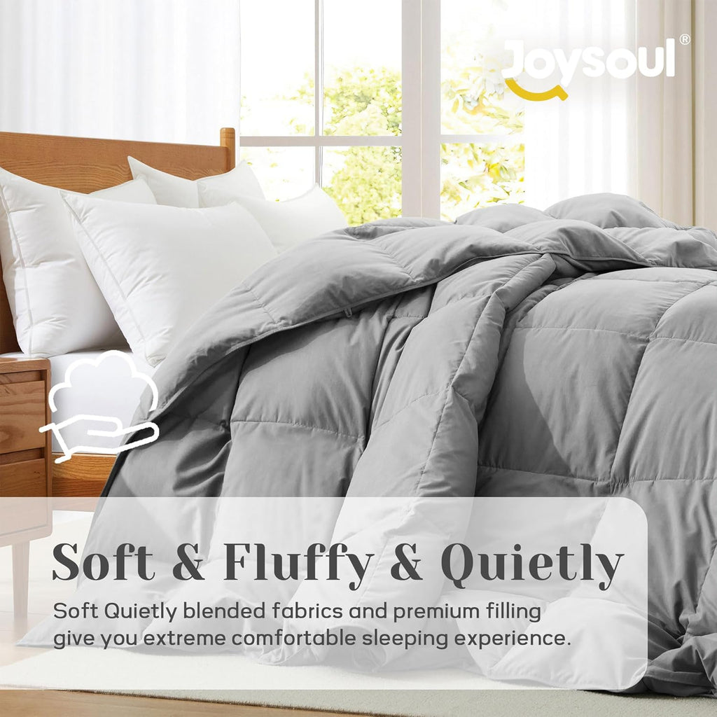 Queen Down Comforter - All Season Ultra Soft Goose Down & Feather Fiber Fill